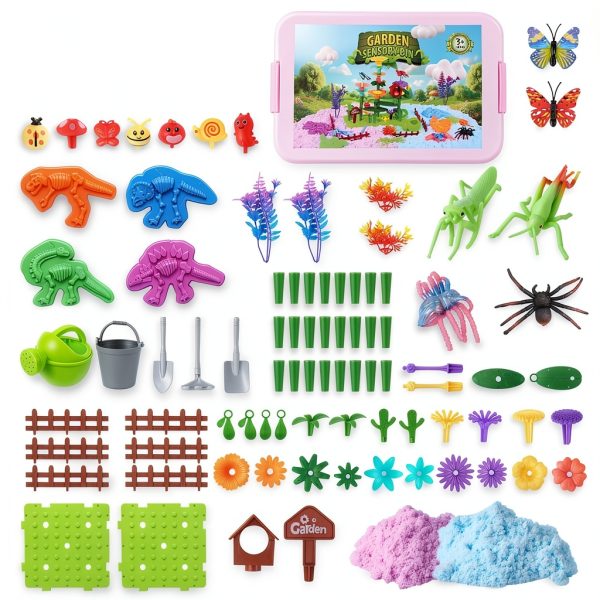 Flower Garden Sensory Bin FIIOEOY Plastic Kids Set-4