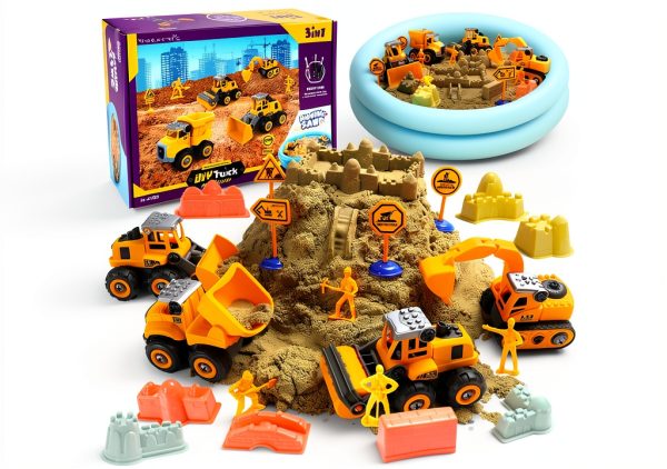 YIDESTARS Sand Playset 4 Vehicle Construction Kids-0