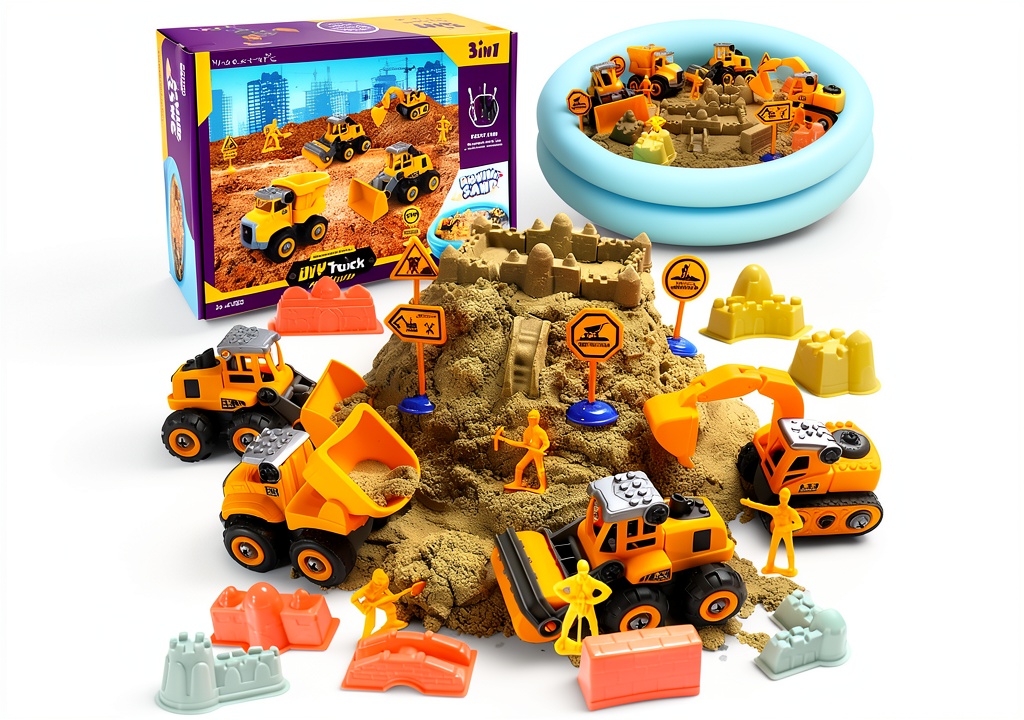 Children playing with YIDESTARS sand playset in a backyard sandbox