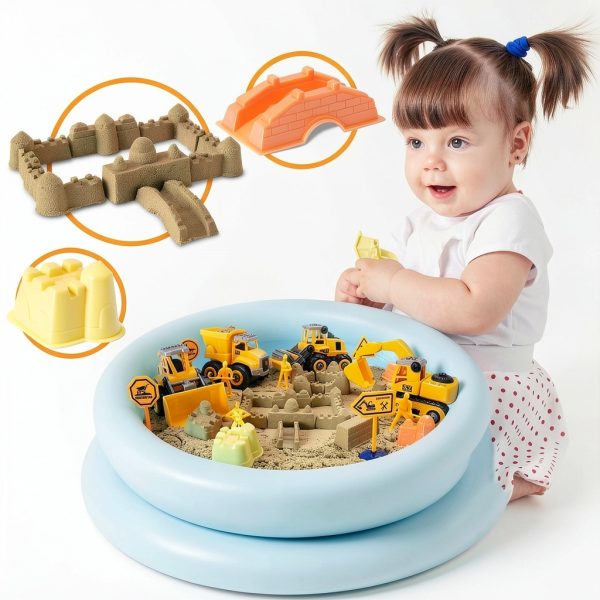 YIDESTARS Sand Playset 4 Vehicle Construction Kids-3
