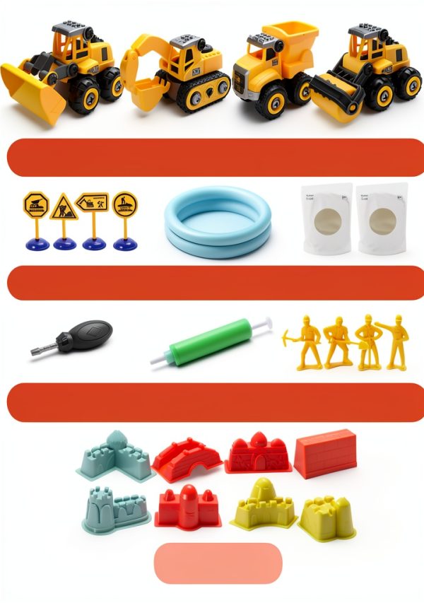 YIDESTARS Sand Playset 4 Vehicle Construction Kids-1
