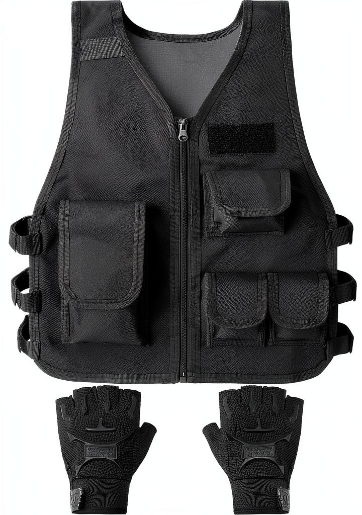 Tactical vest and gloves being used on a hiking trail