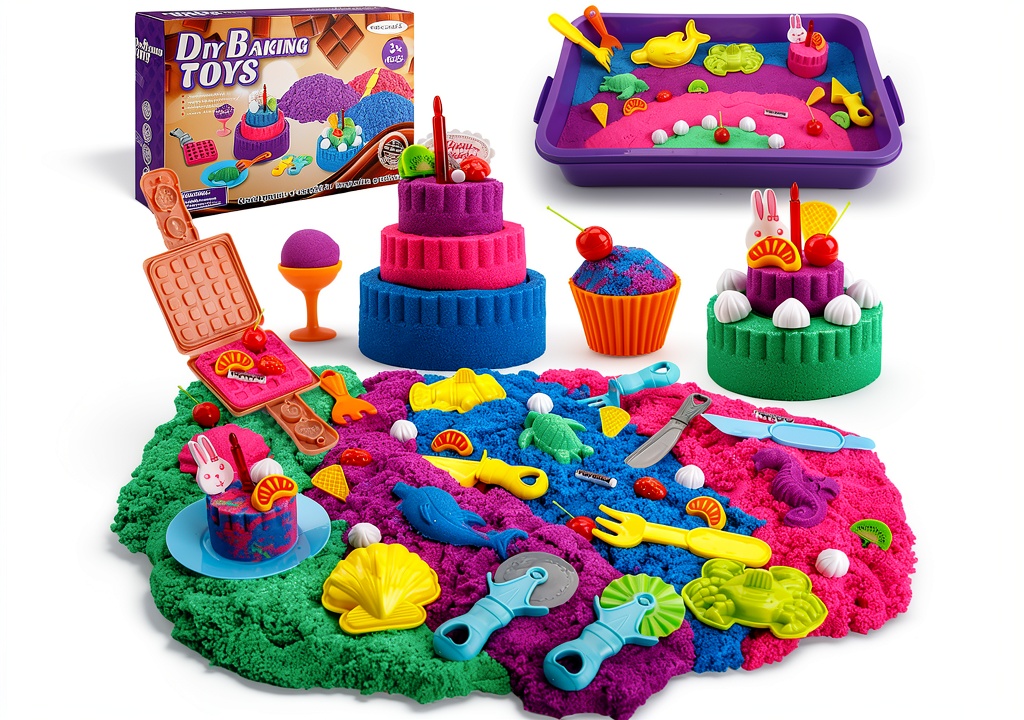 YIDESTARS sand art kit components laid out on a play mat